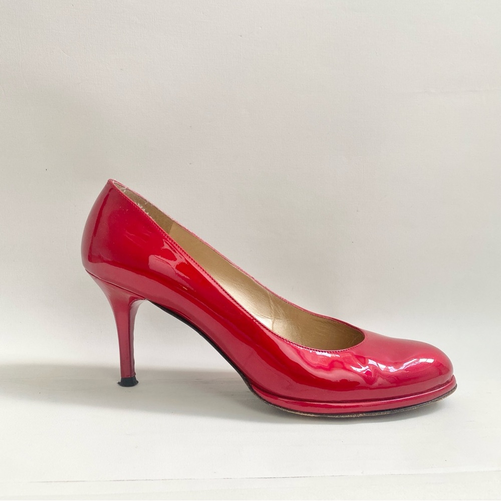 Stuart weitzman red patent leather pumps